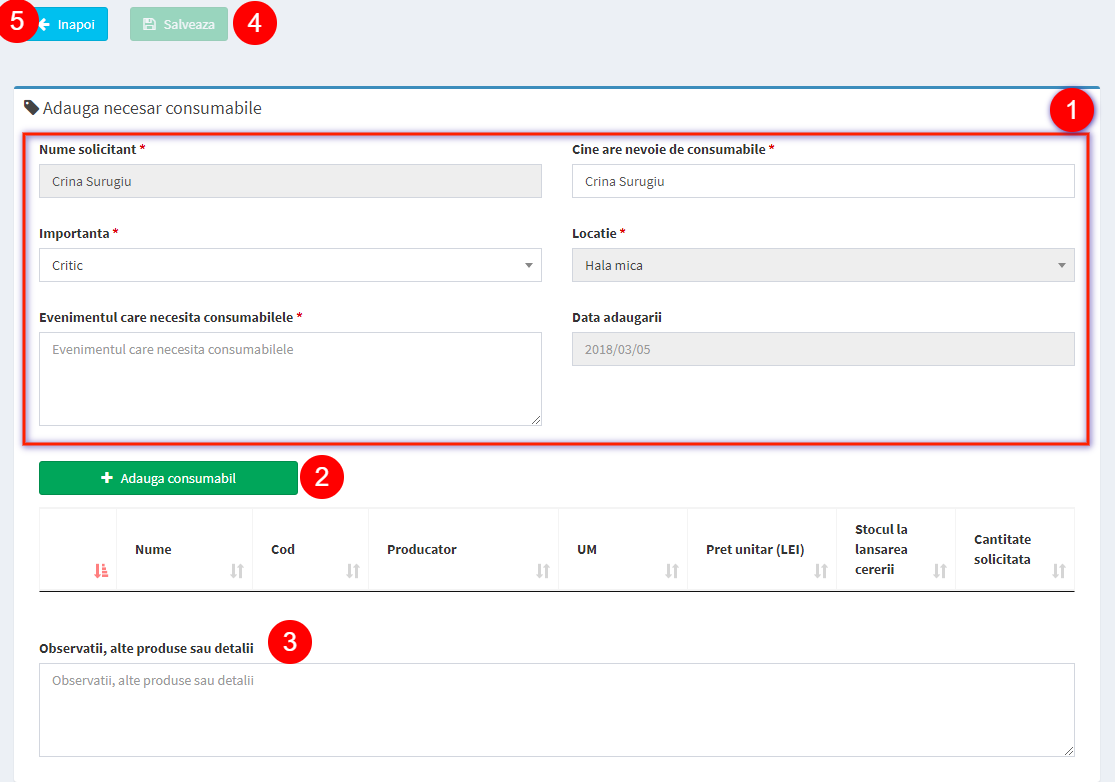 formular adaugare necesar consumabile