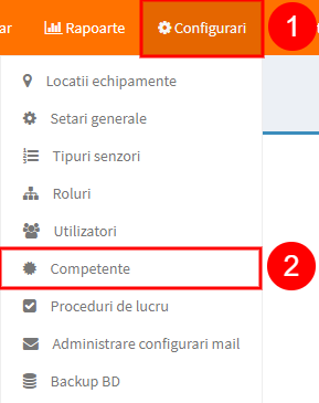 meniu administrare competente