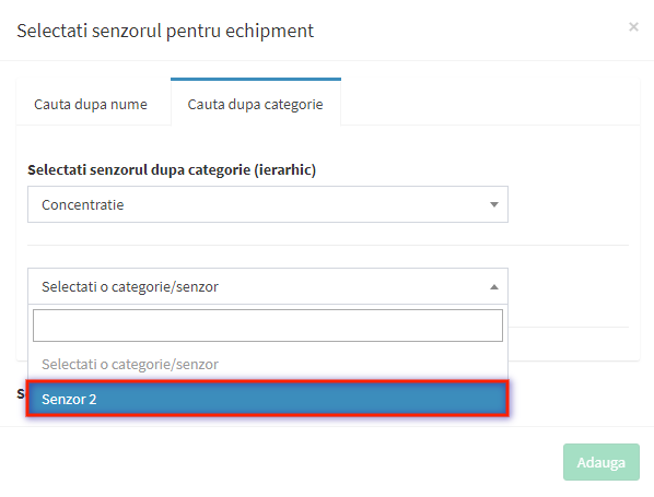 selectie senzor echipament tab 1 pas 2