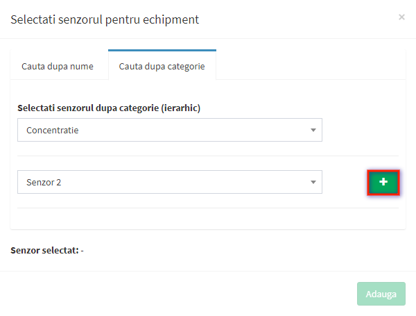 selectie senzor echipament tab 1 pas 3