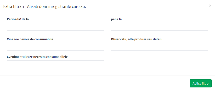 modal cautare avansata necesar consumabile