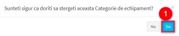 modal confirmare stergere categorie echipamente