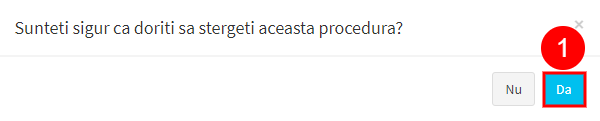 modal confirmare stergere proceduri