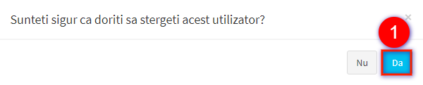 modal confirmare stergere utilizator