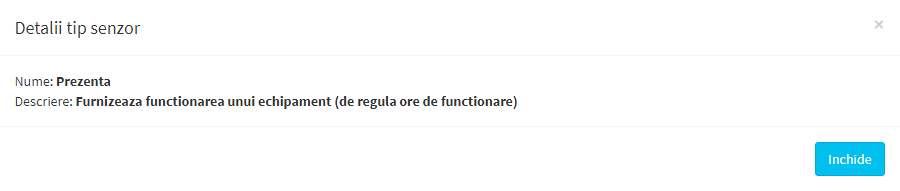 modal vizualizare tip senzori