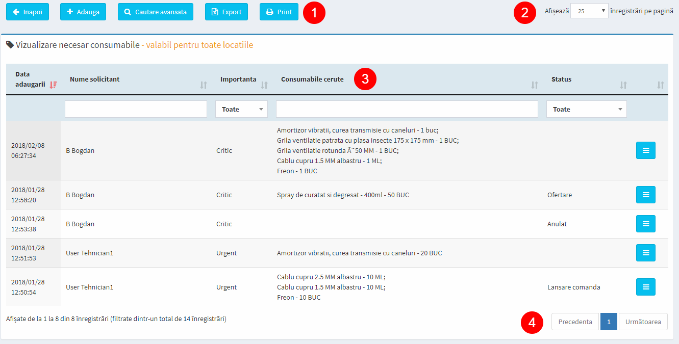 pagina necesar consumabile