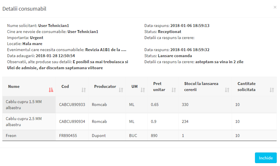 modal vizualizare cerere consumabile