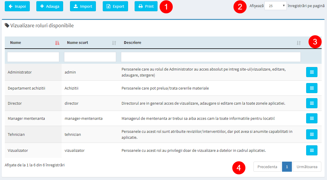 pagina administrare roluri