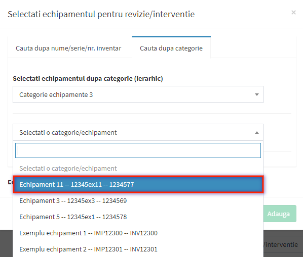 selectie echipament revizii tab 2 pas 3