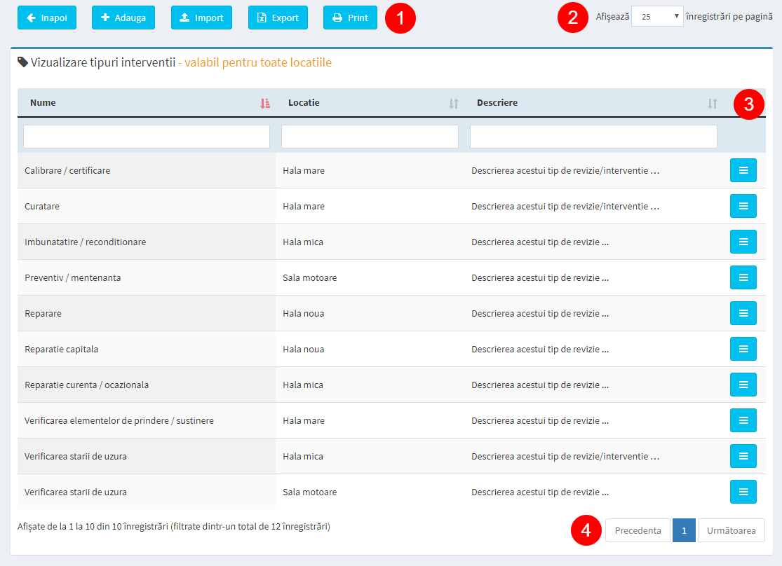 pagina administrare tipuri interventii